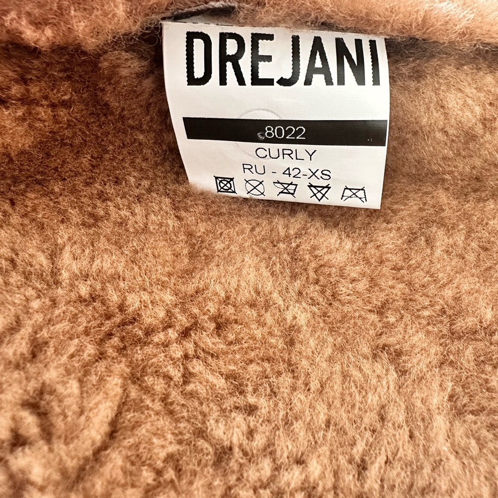 Drejani Genuine Lambskin Shearling Coat • Brown & Camel - Picture 16 of 17